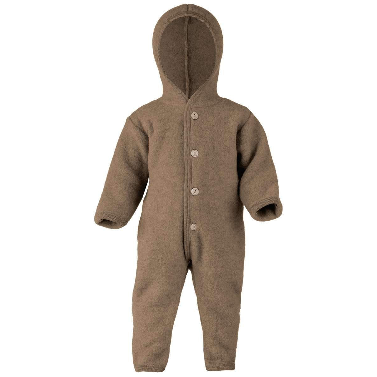 Woolfleece Overall with Wooden Buttons-Baby One-Pieces-Engel Natur-4046304232484-Walnut-0-3 Months (50-56 cm)-Stardust-Store